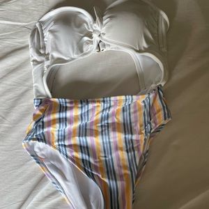 One piece striped bathing suit